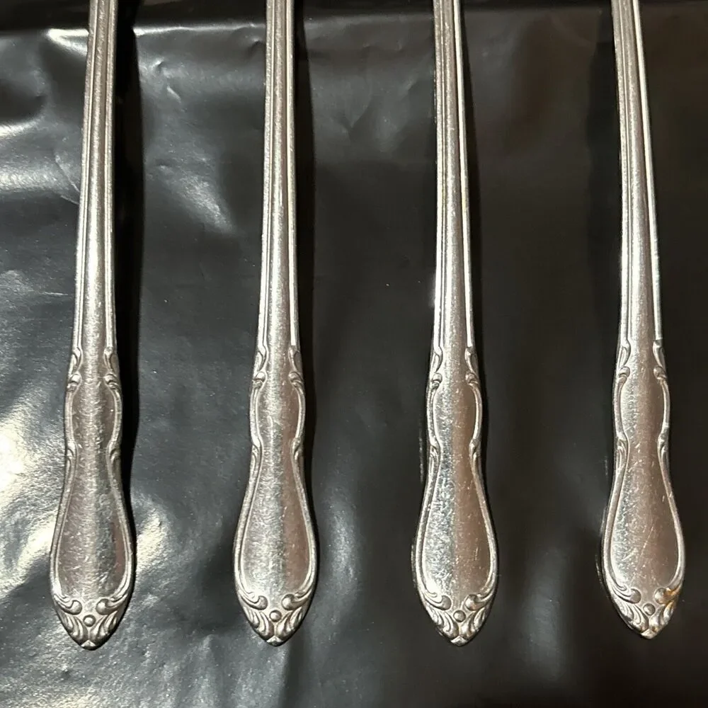 Oneida HOMESTEAD Stainless Simeon L & George H Rogers LTD 4 Iced Tea Spoons